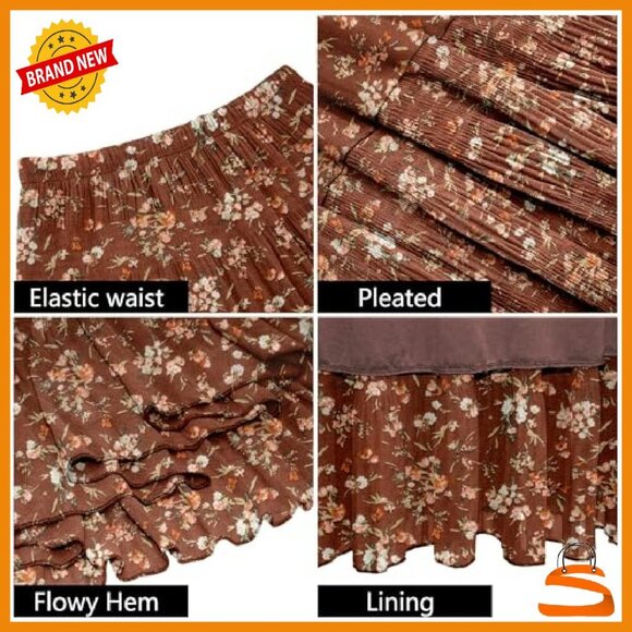 Chiffon Maxi Skirt Elastic Waist Flowy A-Line Long Skirt - Picture 6 of 8